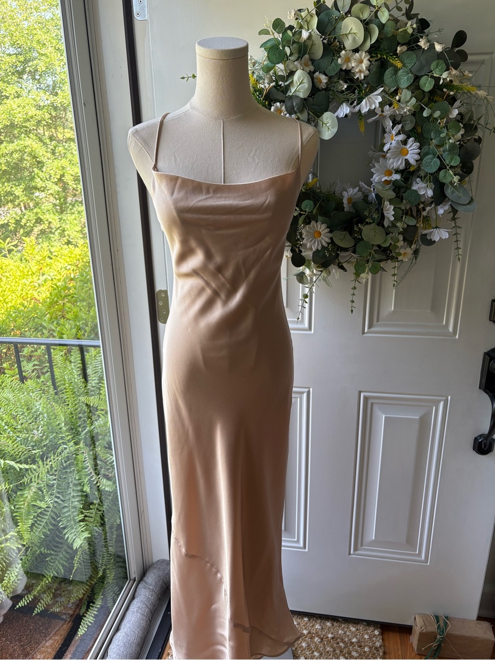 Show Me Your MuMu Satin Cowl Slip Dress in Nude Blush
